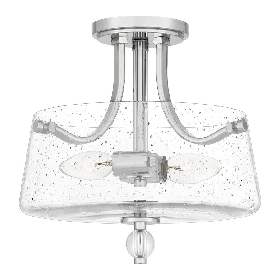 Quoizel Hollister 2 Light Semi-Flush Mount, Polished Nickel - HS1713PK