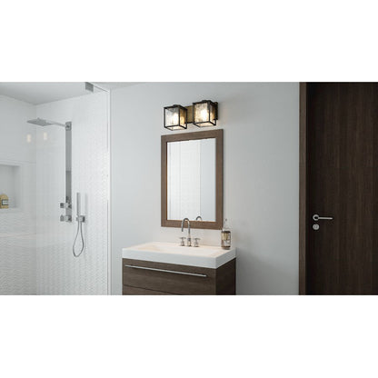 Quoizel Holsten 2 Light Bath Vanity, Matte Black - HTN8615MBK