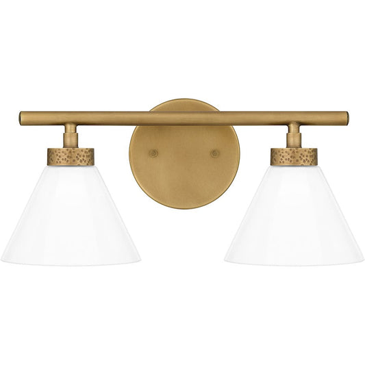 Ira 2 Light Bath Light, Weathered Brass/Opal