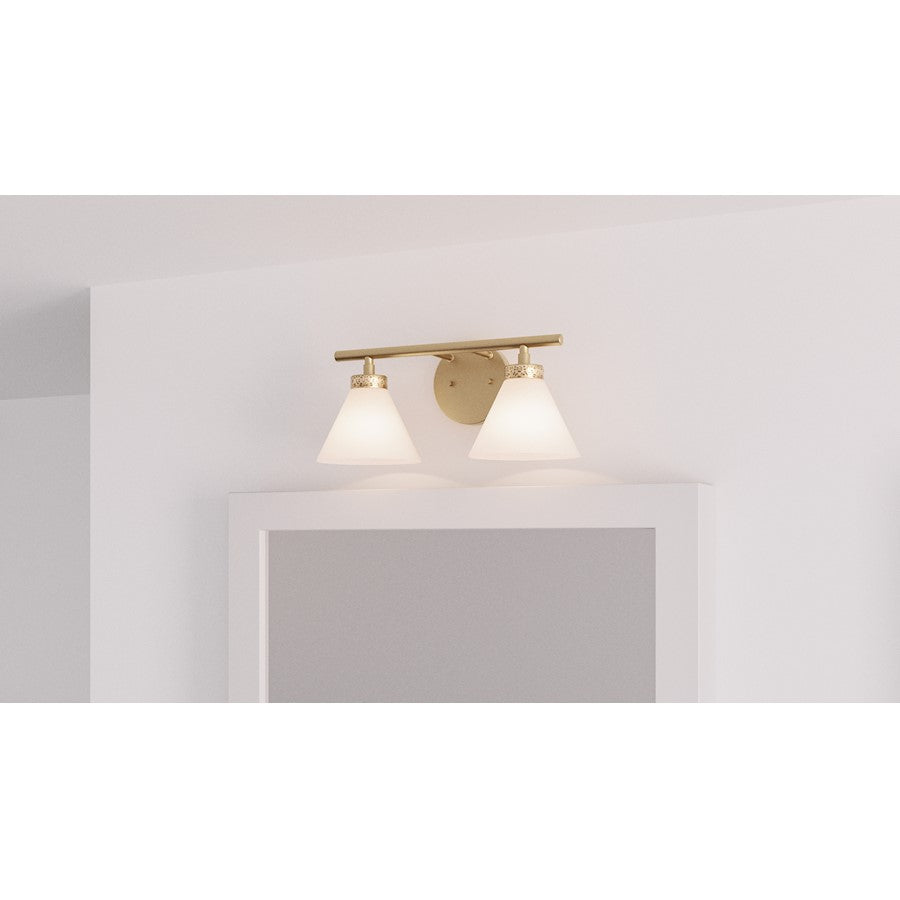 Ira 2 Light Bath Light, Weathered Brass/Opal