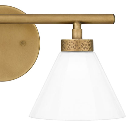 Ira 2 Light Bath Light, Weathered Brass/Opal