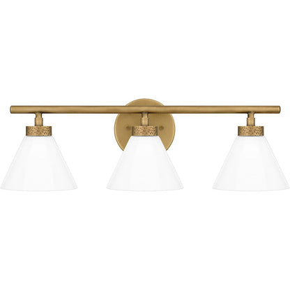 Ira 3 Light Bath Light, Weathered Brass/Opal