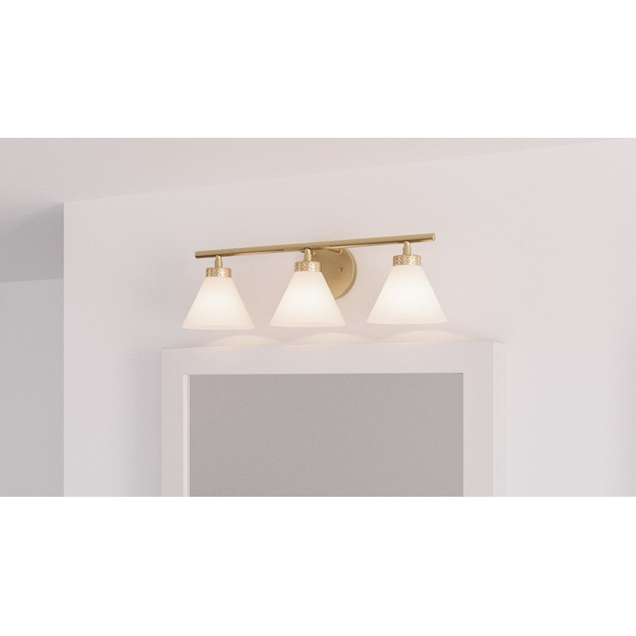 Ira 3 Light Bath Light, Weathered Brass/Opal