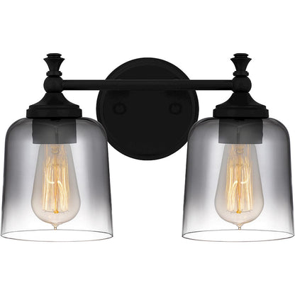 Jenson 2 Light Bath Light, Matte Black/Smoke