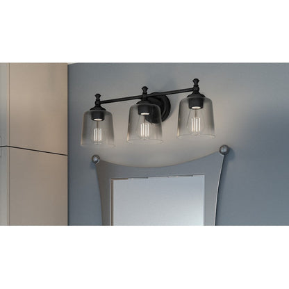 Jenson 3 Light Bath Light, Matte Black/Smoke