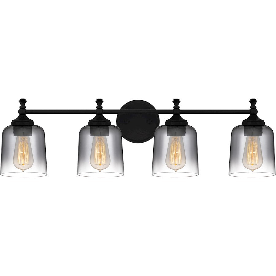 Jenson 4 Light Bath Light, Matte Black/Smoke