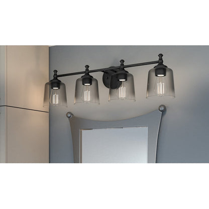 Jenson 4 Light Bath Light, Matte Black/Smoke