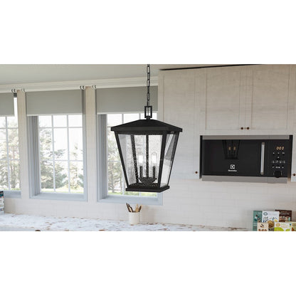 Quoizel Joffrey 2 Light Mini Pendant, Matte Black/Clear Seeded - JFY1511MBK