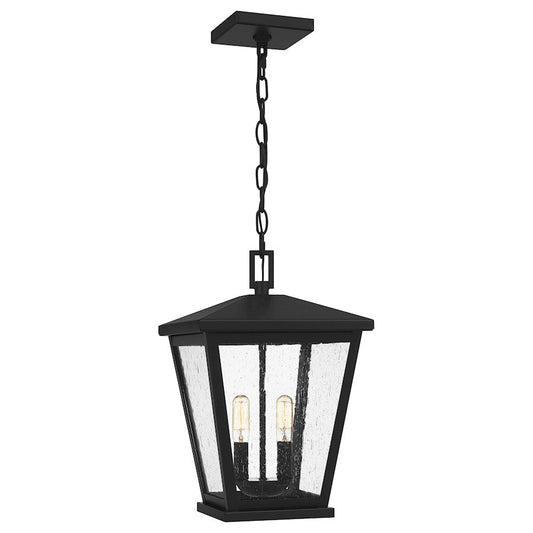 Joffrey 2 Light Mini Pendant, Matte Black/Clear Seeded