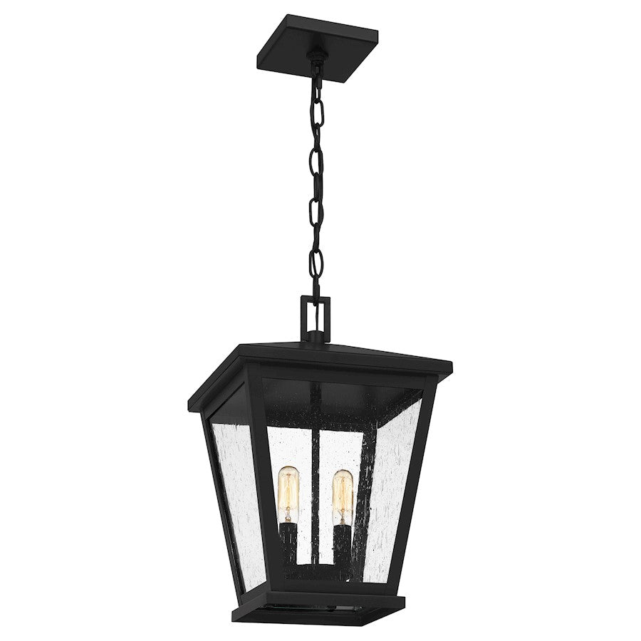 Joffrey 2 Light Mini Pendant, Matte Black/Clear Seeded