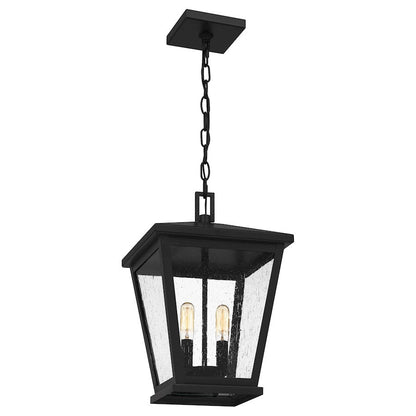 Joffrey 2 Light Mini Pendant, Matte Black/Clear Seeded