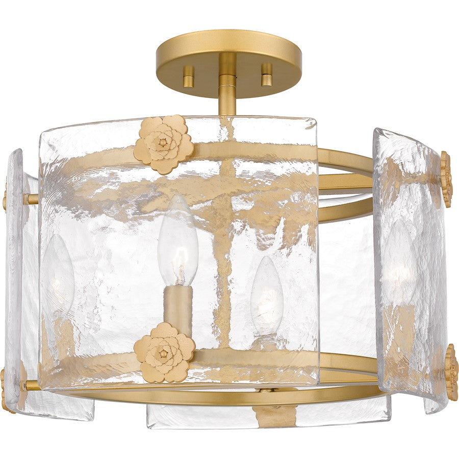 Quoizel Jolie 4 Light Semi-Flush Mount, Light Gold/Clear Textured - JOL1716LG