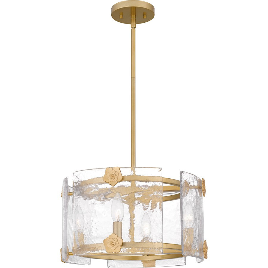 Quoizel Jolie 4 Light Pendant, Light Gold/Clear Textured - JOL2816LG