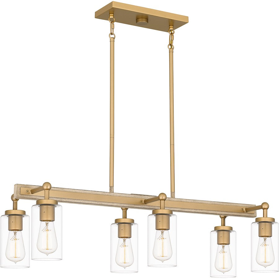 Quoizel Kelleher 6 Light Island Light, Weathered Brass/Clear - KEL633NWS