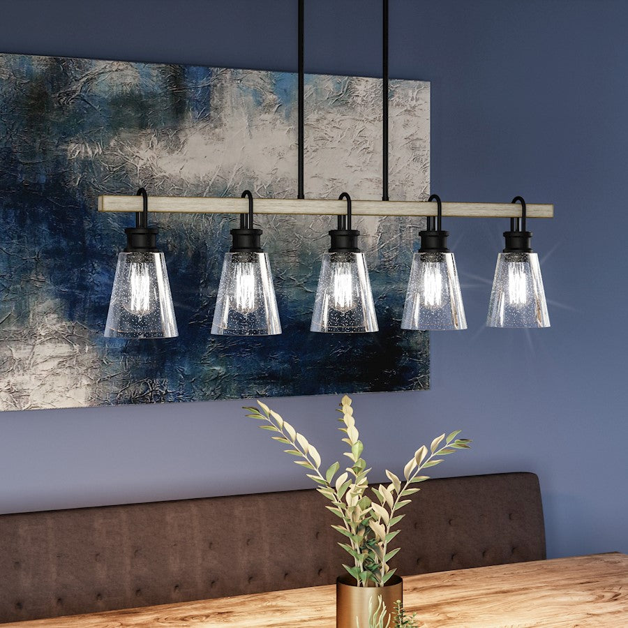 Kingsbridge 5 Light Chandelier Light, Earth Black/Seeded