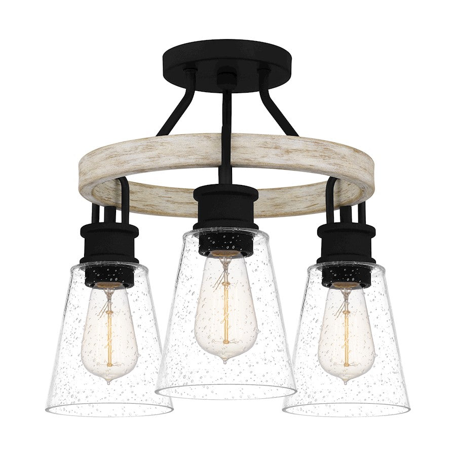 Kingsbridge 3 Light Semi-Flush Mount, Earth Black/Seeded