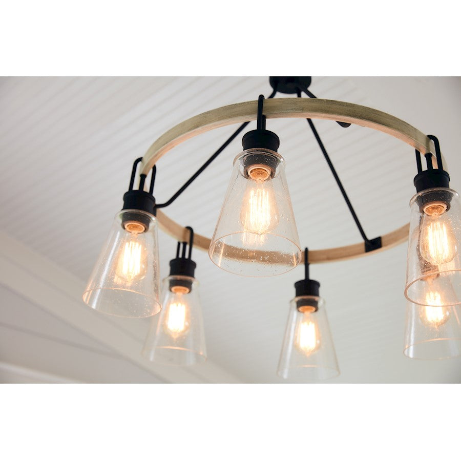 Kingsbridge 6 Light Chandelier, Earth Black/Clear Seeded - KGB5029EK