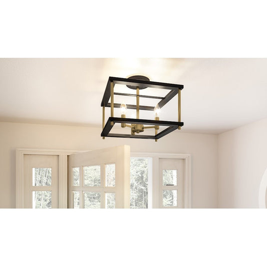 Quoizel Kynwyd 3 Light Semi-Flush Mount, Matte Black - KNW1713MBK