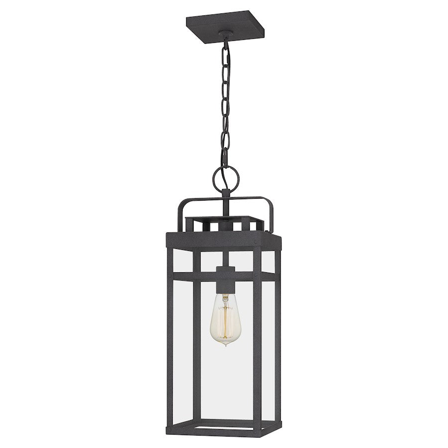 Keaton 1 Light Mini Pendant, Mottled Black/Clear Tempered