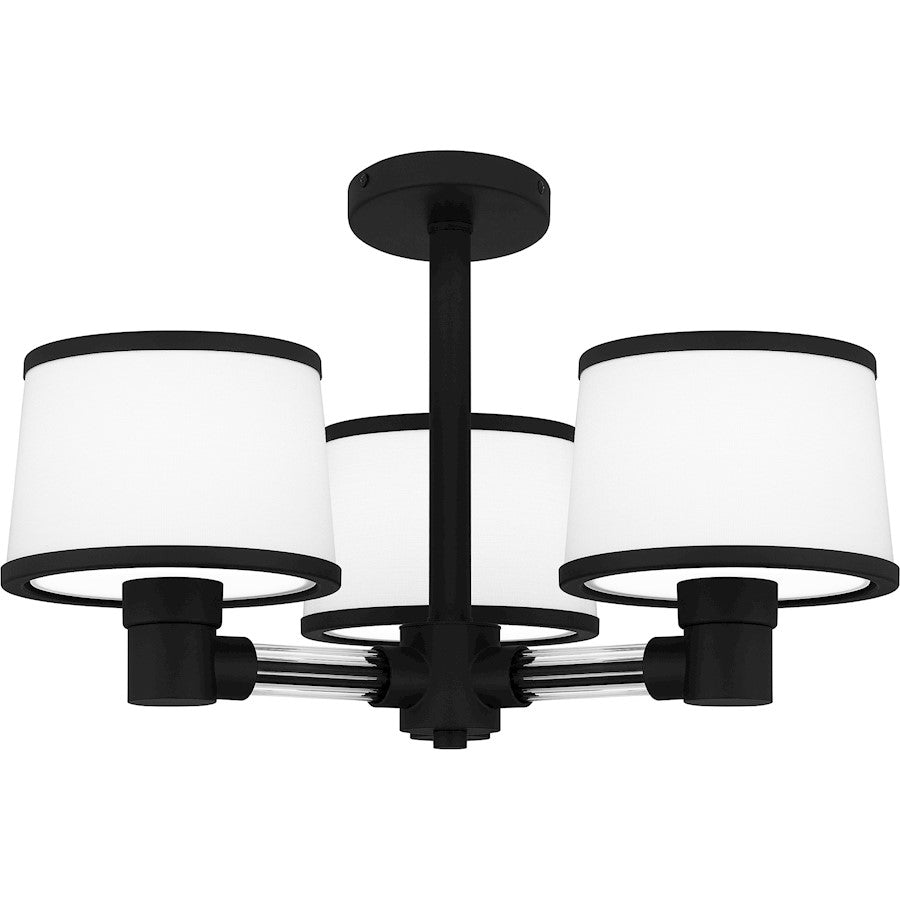 Kylen 3 Light Semi-Flush Mount, Black/Egg Shell Fabric