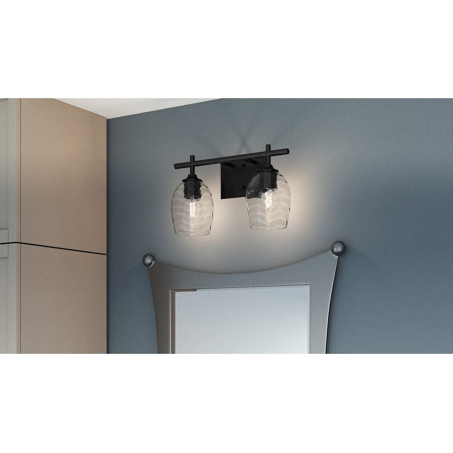 Lucy 2 Light Bath Light, Matte Black/Clear Optic