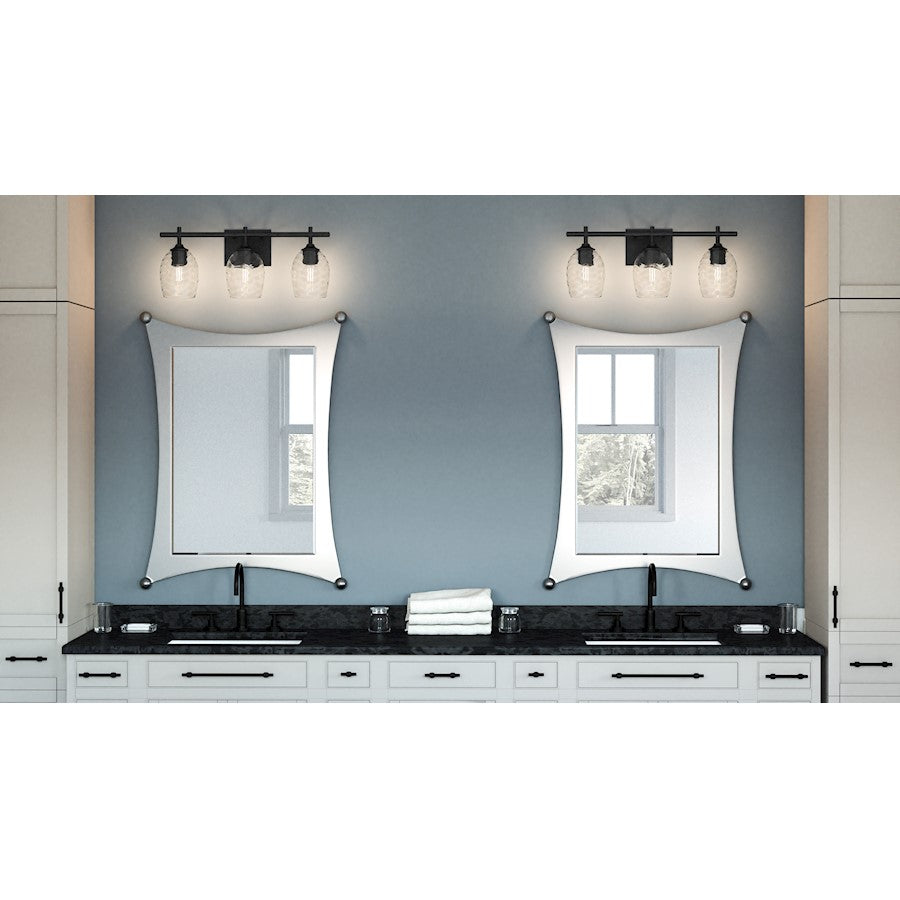 Quoizel Lucy 3 Light Bath Light, Matte Black/Clear Optic - LCY8622MBK