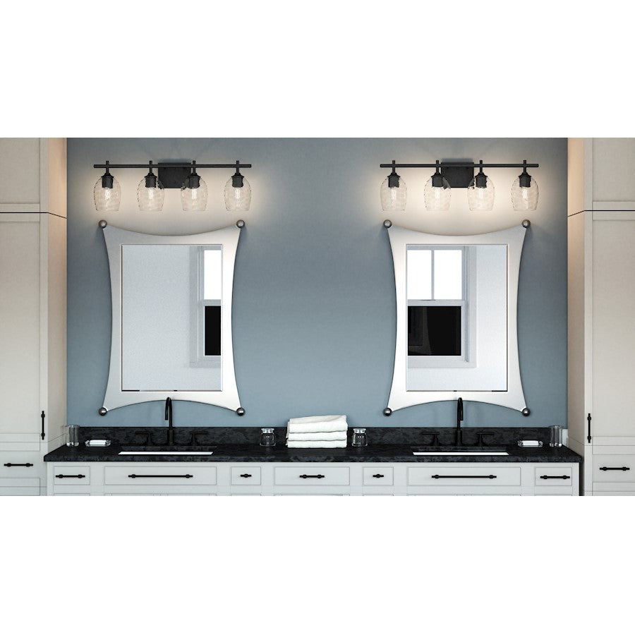 Quoizel Lucy 4 Light Bath Light, Matte Black/Clear Optic - LCY8629MBK