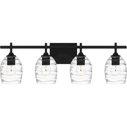 Lucy 4 Light Bath Light, Matte Black/Clear Optic