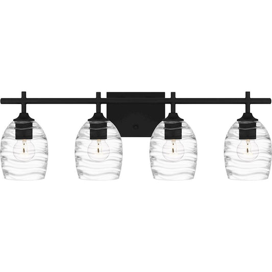 Lucy 4 Light Bath Light, Matte Black/Clear Optic