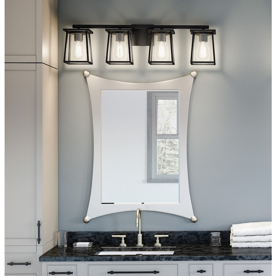 Lodge 4 Light Bath Vanity, Matte Black