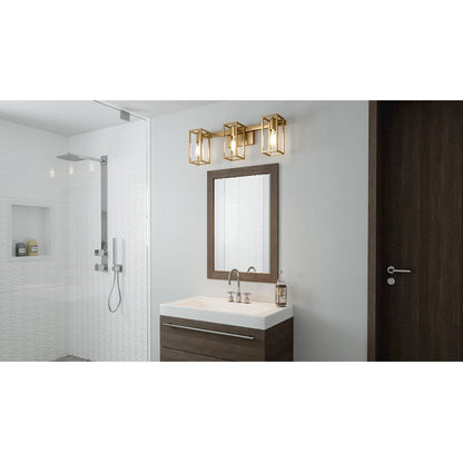 Leighton 3 Light Bath Vanity, Weathered Brass