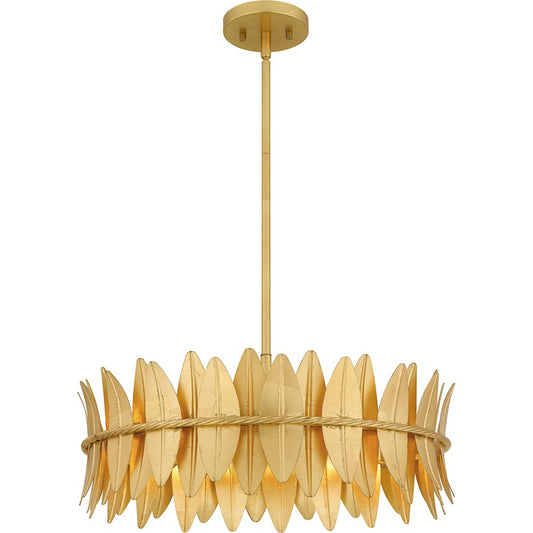 Quoizel Liza 4 Light Pendant, Gold Leaf - LIZ2820GFL