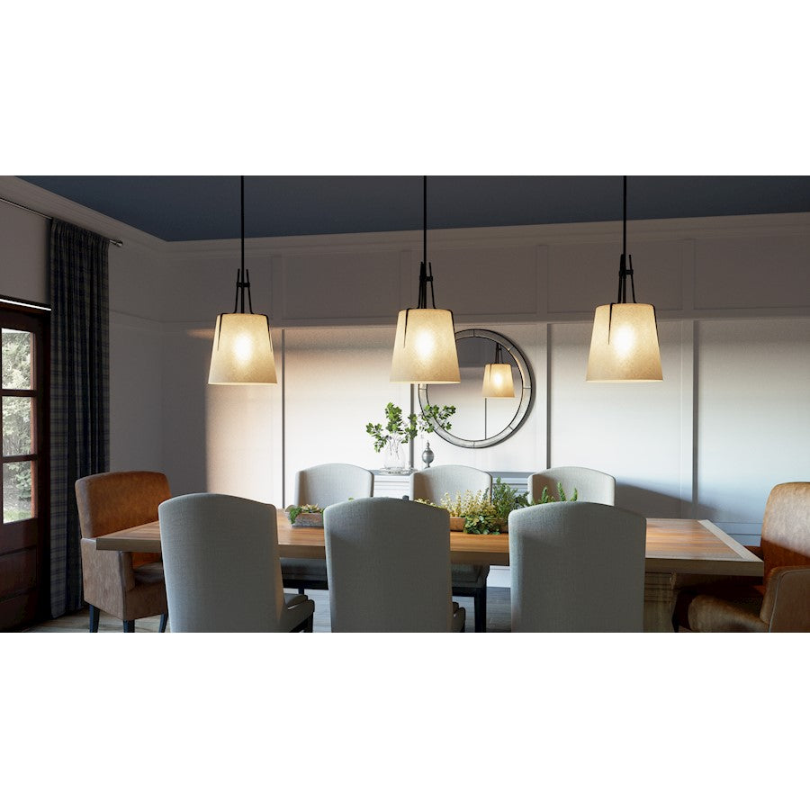 Leona 1 Light Mini Pendant, Matte Black/Fabric Shade