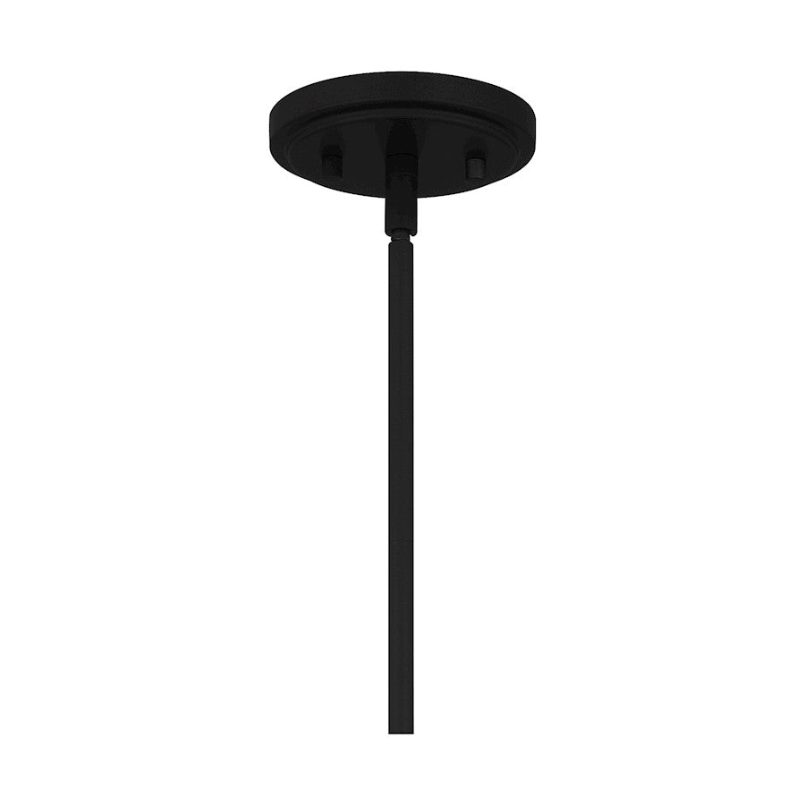 Leona 1 Light Mini Pendant, Matte Black/Fabric Shade