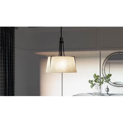 Leona 3 Light Pendant, Matte Black/Fabric Shade