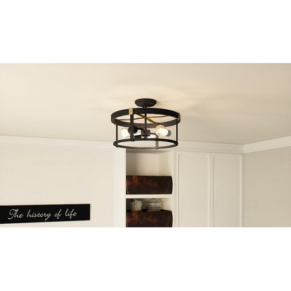 Lisbon 3 Light Semi-Flush Mount, Old Bronze/Clear