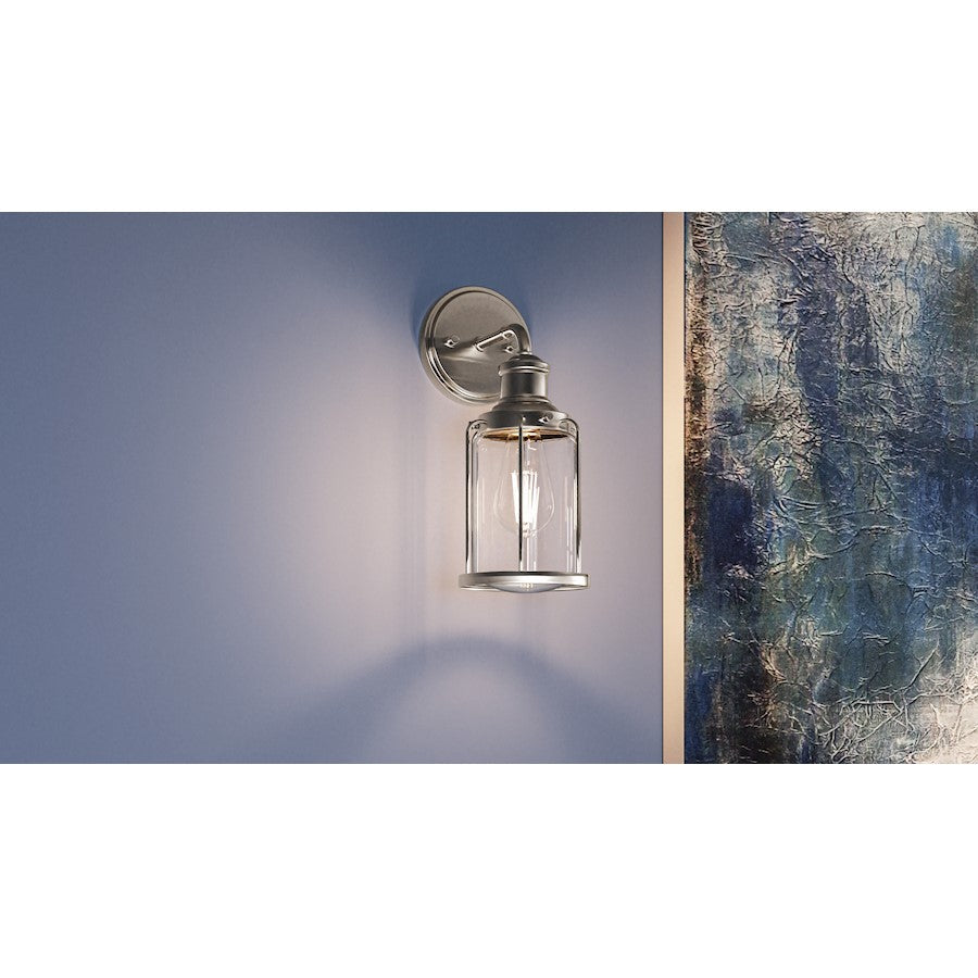 Ludlow 1 Light Wall Sconce, Brushed Nickel/Clear