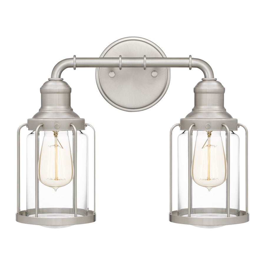 Ludlow 2 Light Bath Light, Brushed Nickel/Clear