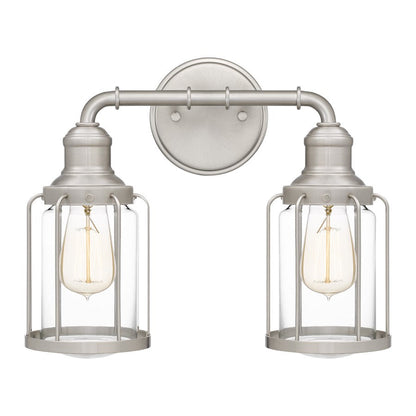 Ludlow 2 Light Bath Light, Brushed Nickel/Clear