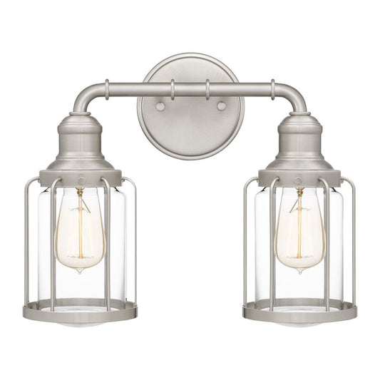 Ludlow 2 Light Bath Light, Brushed Nickel/Clear