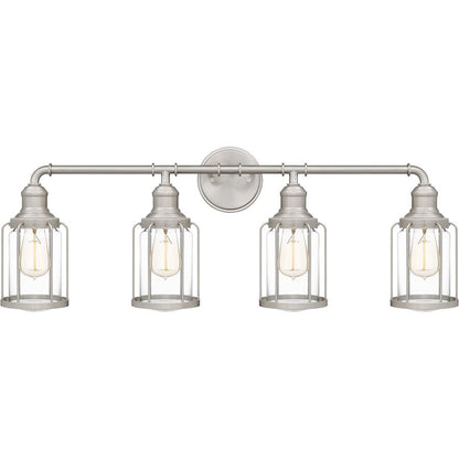 Ludlow 4 Light Bath Light, Brushed Nickel/Clear
