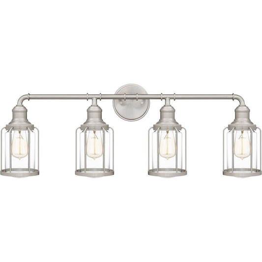 Ludlow 4 Light Bath Light, Brushed Nickel/Clear