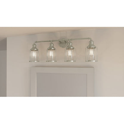 Ludlow 4 Light Bath Light, Brushed Nickel/Clear