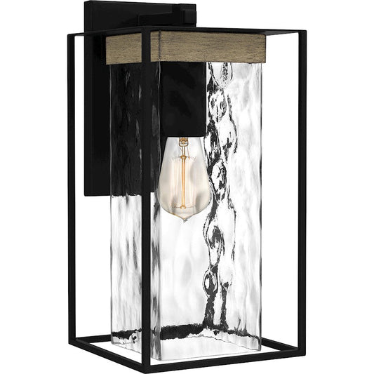 Longwood 1 Light Outdoor Lantern, Black/Clear Hammered