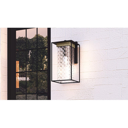 Longwood 1 Light Outdoor Lantern, Black/Clear Hammered