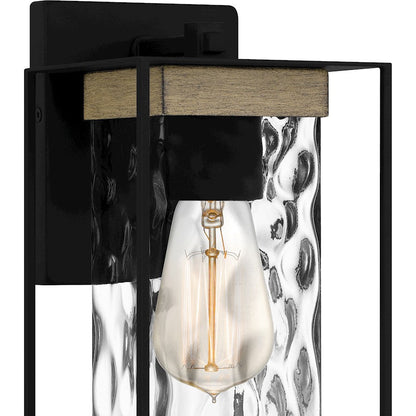 Longwood 1 Light Outdoor Lantern, Black/Clear Hammered