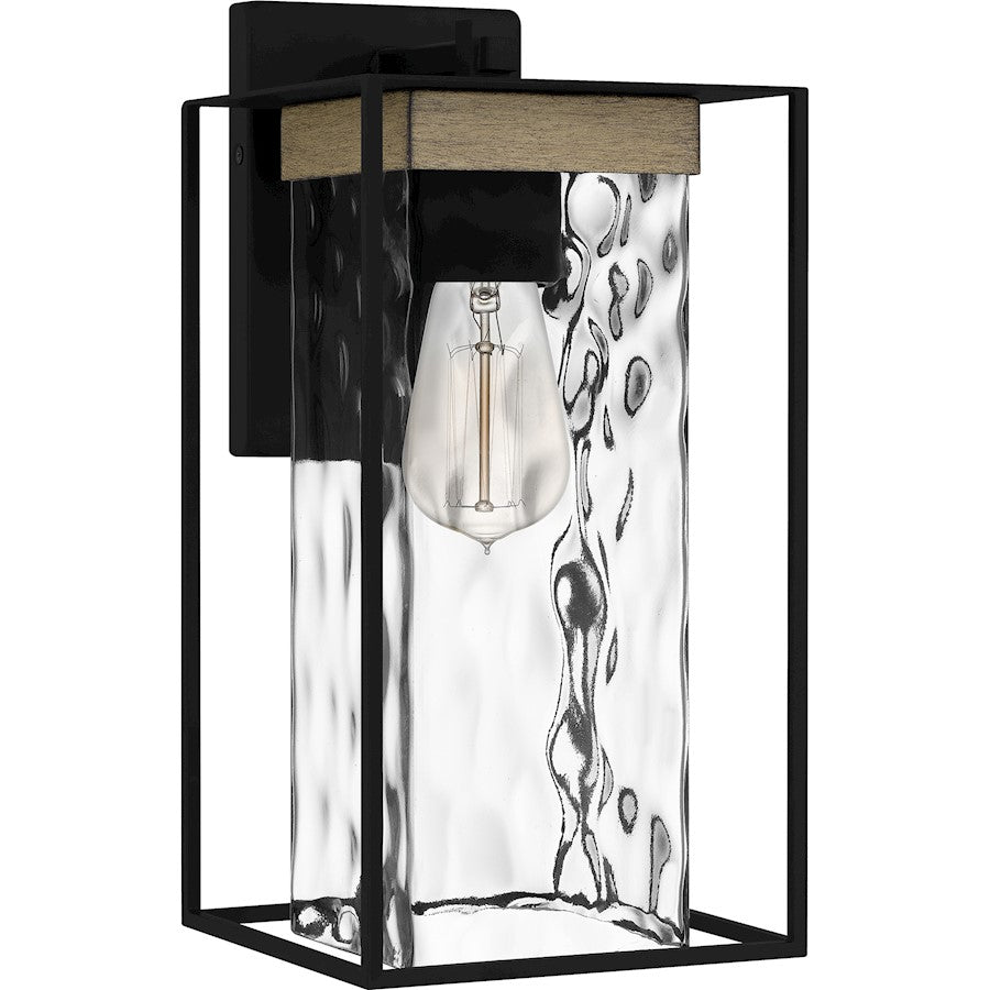 Longwood 1 Light Outdoor Lantern, Black/Clear Hammered