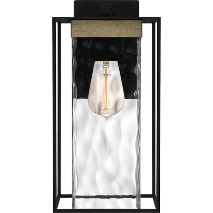 Longwood 1 Light Outdoor Lantern, Black/Clear Hammered