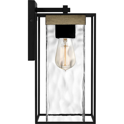 Longwood 1 Light Outdoor Lantern, Black/Clear Hammered