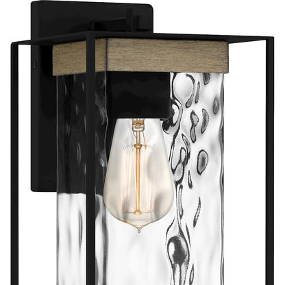 Longwood 1 Light Outdoor Lantern, Black/Clear Hammered